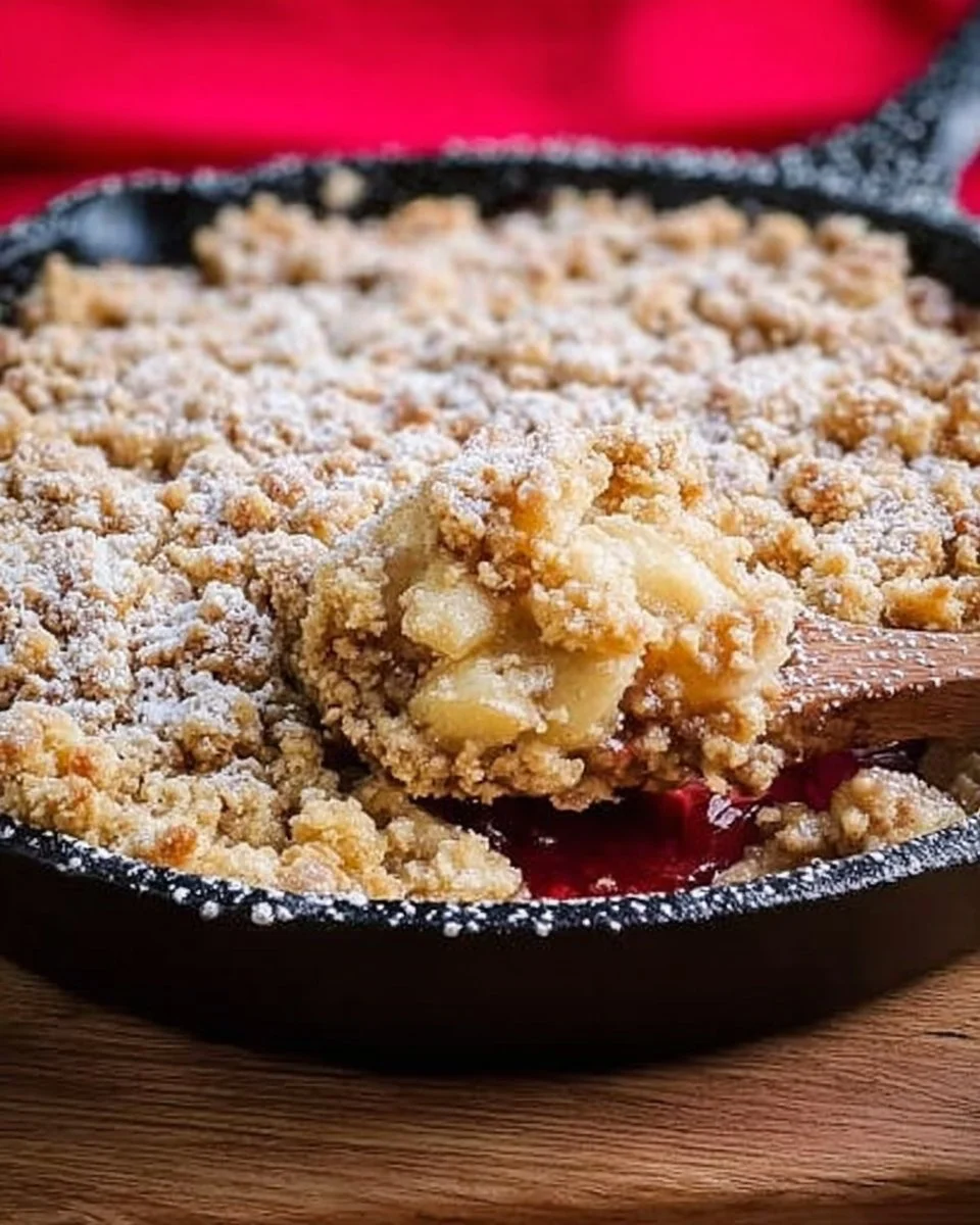 Leckere Portion Apfelauflauf auf einem Teller