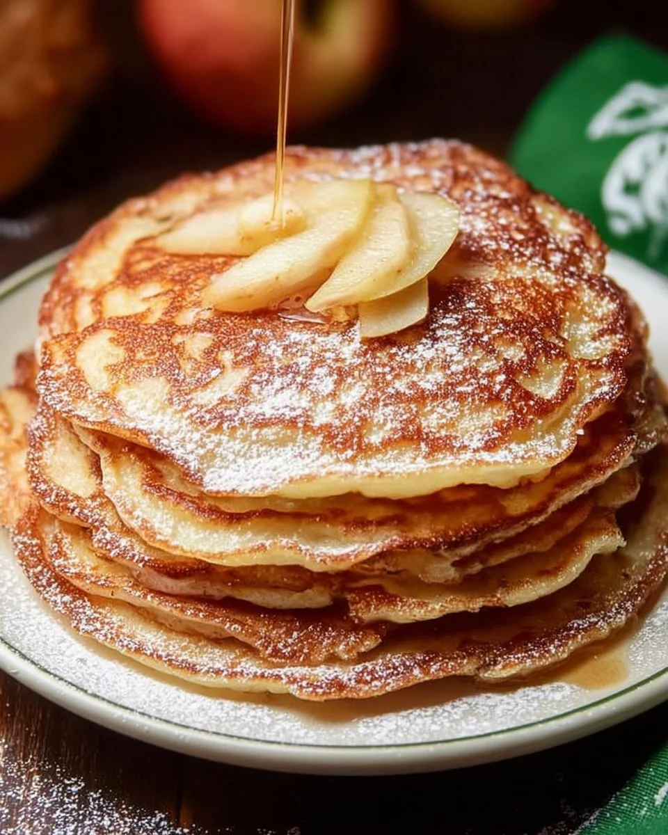 Klassische und fluffige Apfelpfannkuchen auf einem Teller serviert