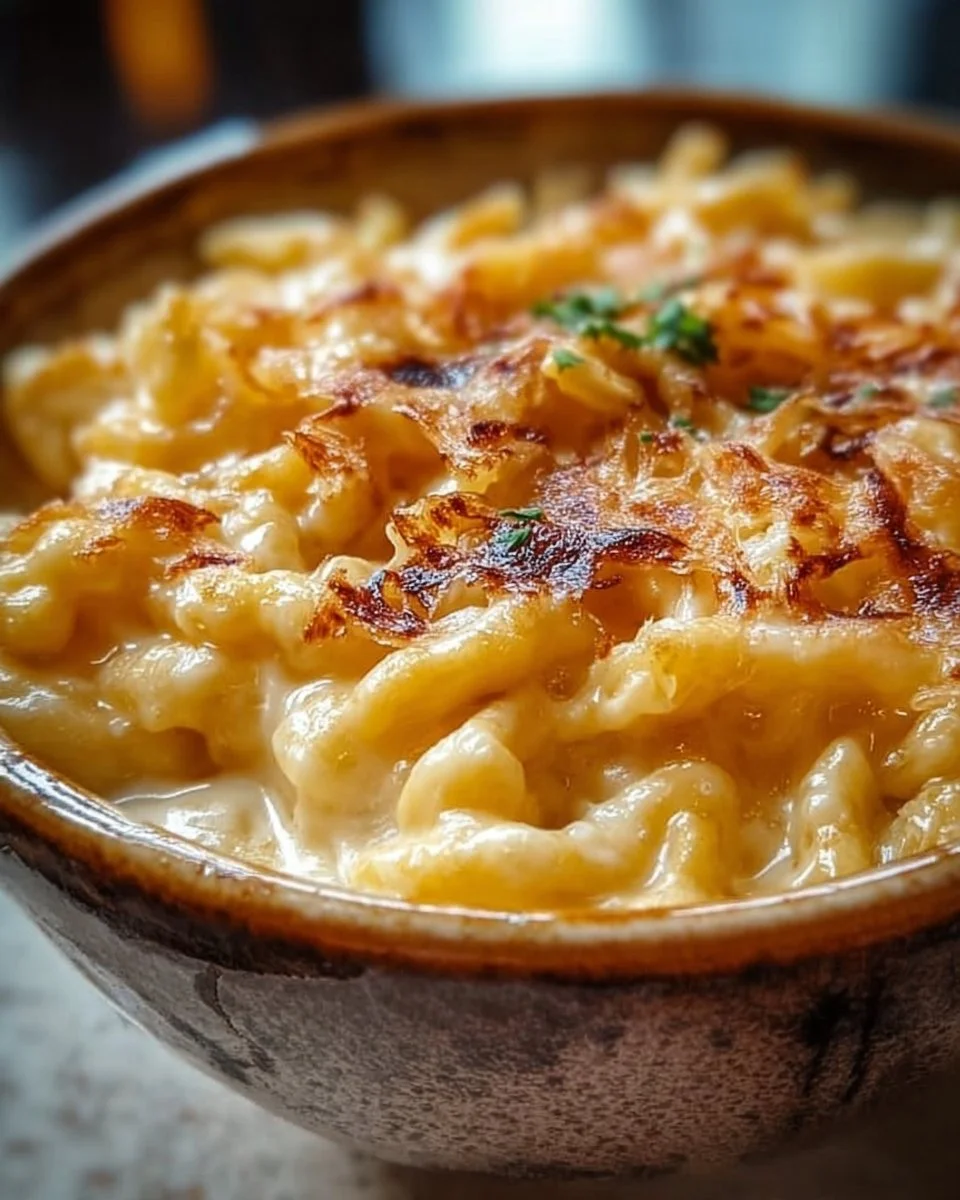 Authentische Käsespätzle mit Käse überbacken und frisch serviert.