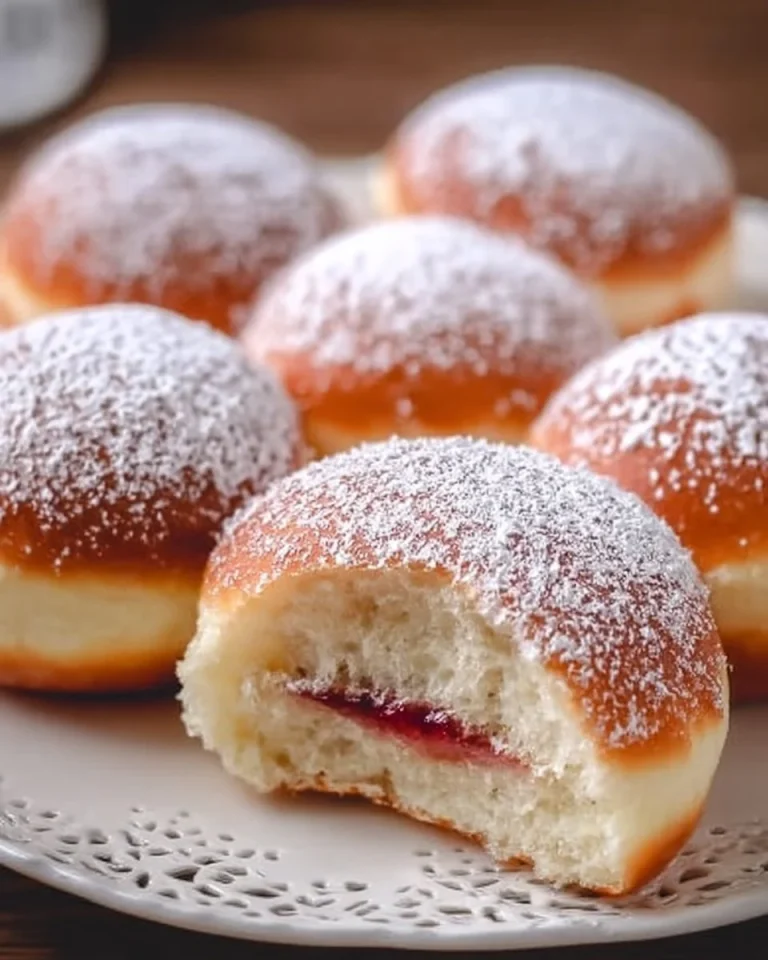 Leckere Berliner Krapfen mit Füllung auf einem Teller