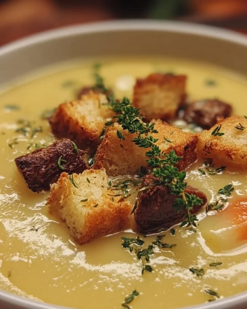 Eine Schüssel Biersuppe, ein traditionelles deutsches Rezept mit Bier und Gewürzen