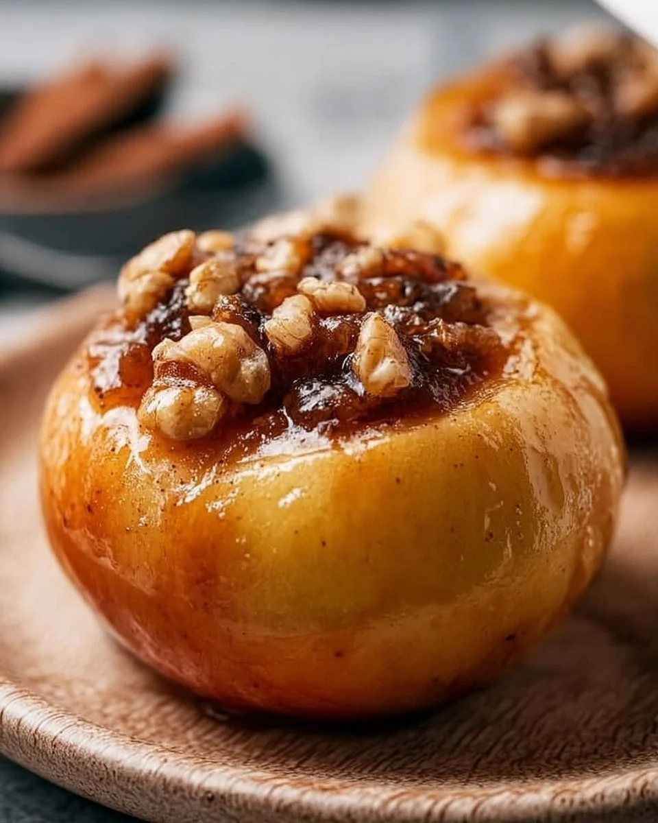 Bratapfel mit Nüssen und Zimt im Ofen gebacken