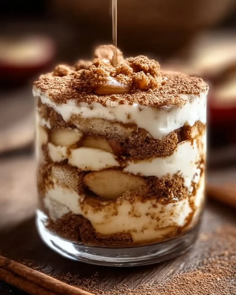 Bratapfel-Tiramisu mit Spekulatius in einer schönen Dessertschüssel serviert