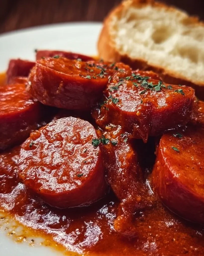 Leckere Currywurst serviert mit Pommes und würzigem Ketchup