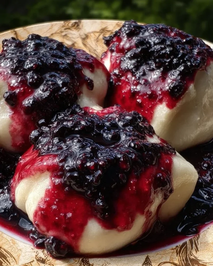 Dampfnudeln mit Heidelbeer-Soße als verführerisches Dessert