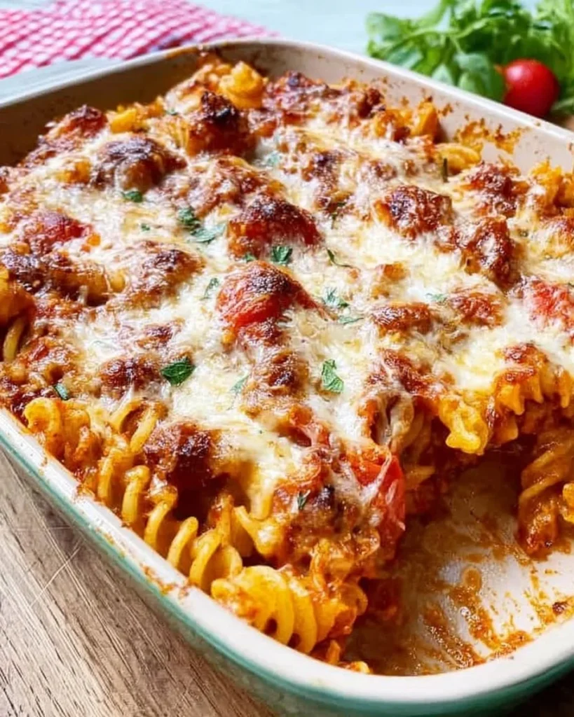 Einfacher Nudelauflauf aus Nudeln, Käse und frischem Gemüse