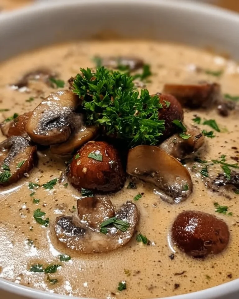 Schüssel mit köstlicher Deutsche Champignon Suppe