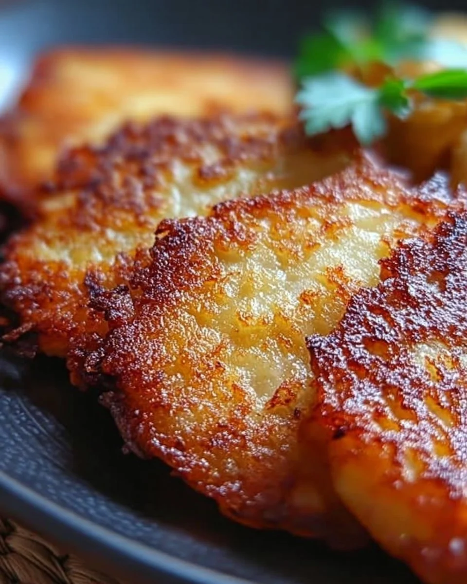 Knapprige Deutsche Kartoffelpuffer auf einem Teller serviert