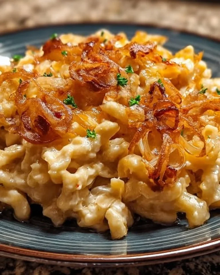 Leckere Käse-Spätzle, traditionelles deutsches Gericht mit Käse und Spätzle.