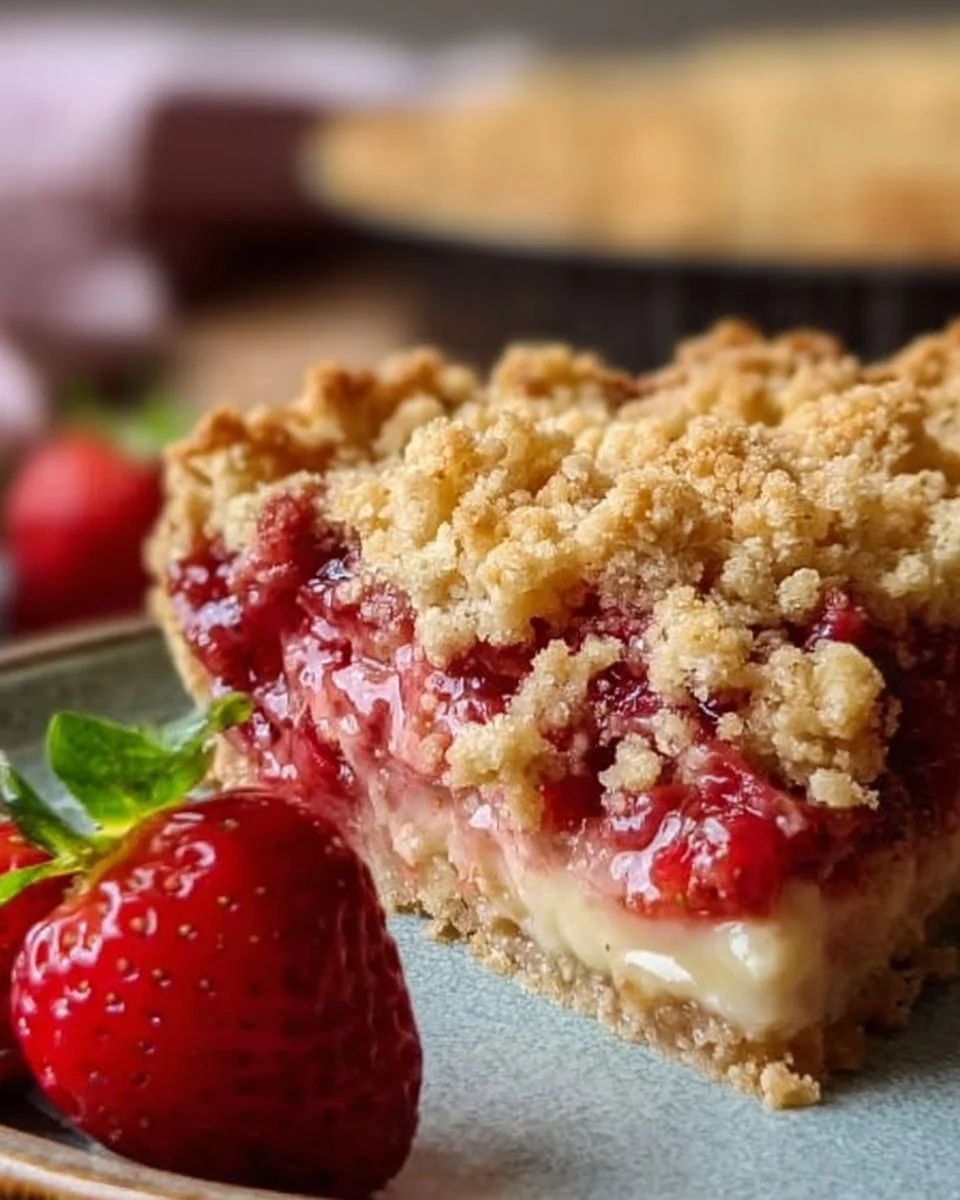Erdbeer Streuselkuchen mit Vanillepudding – köstliches Rezept