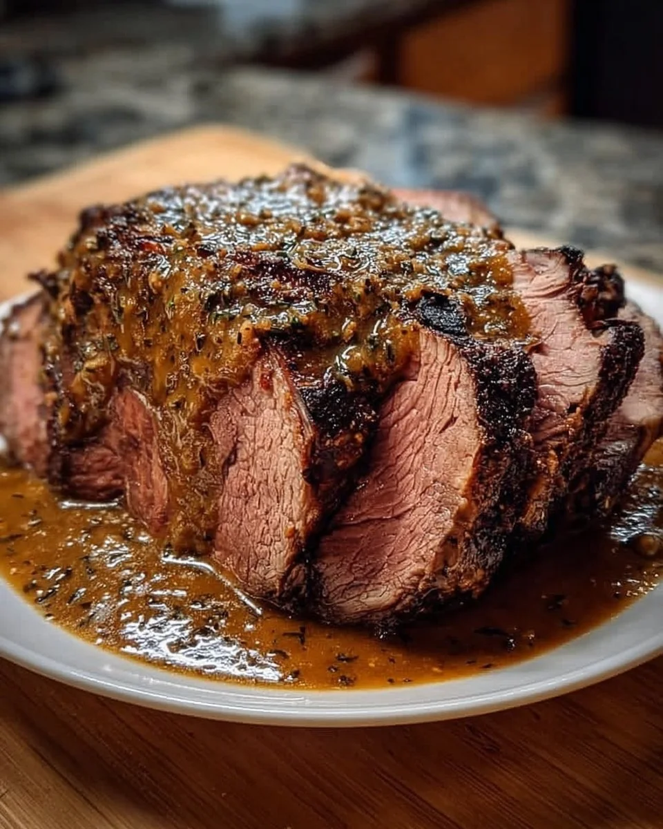 Saftiger Festtagsbraten auf dem Tisch für ein festliches Dinner