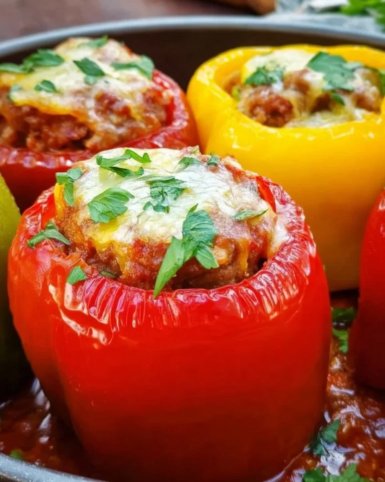 Gefüllte Paprika mit Hackfleisch auf einem Teller serviert