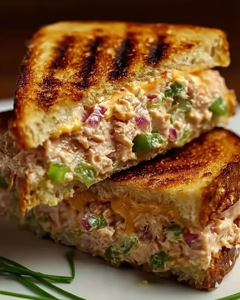 Gegrillter Thunfisch-Käse-Sandwich mit frischen Zutaten