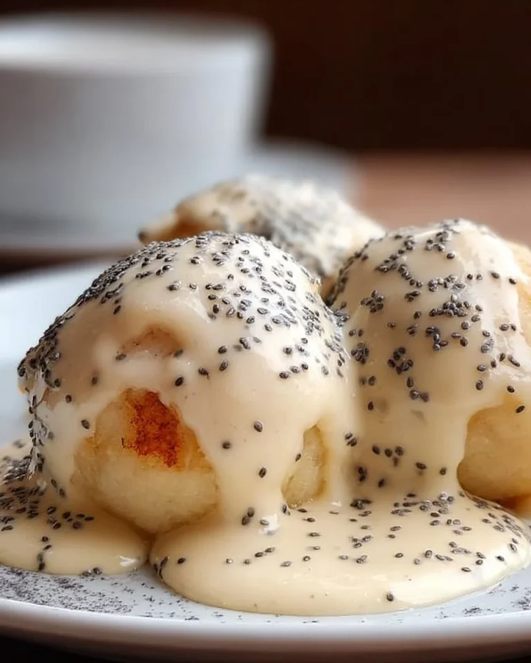Germknödel - gedämpfte Süßknödel gefüllt mit Pflaumenmus und bestreut mit Puderzucker