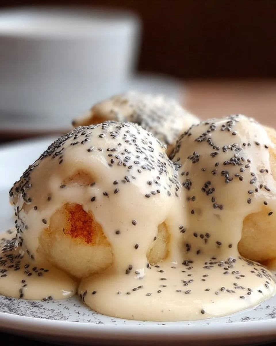 Germknödel - gedämpfte Süßknödel gefüllt mit Pflaumenmus und bestreut mit Puderzucker