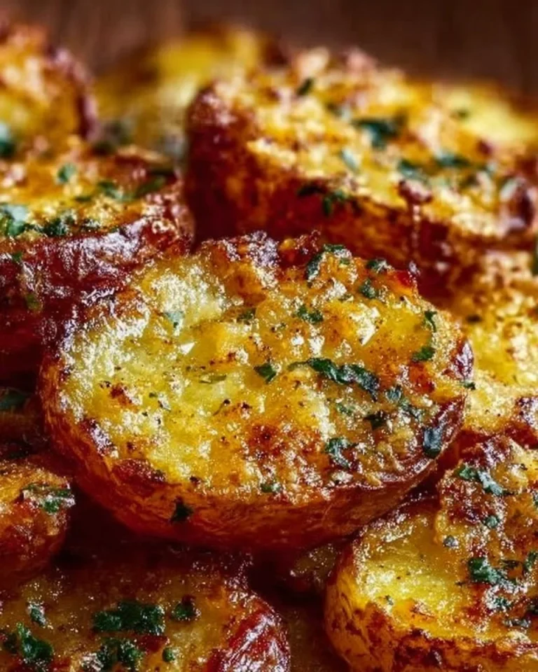 Geröstete Knoblauch-Butter-Parmesan-Kartoffeln frisch aus dem Ofen