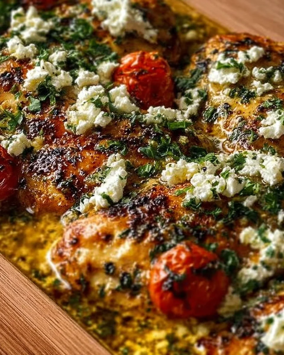 Griechisches Ofenhähnchen mit Feta, Zitrone und Knoblauch im Ofen gebacken