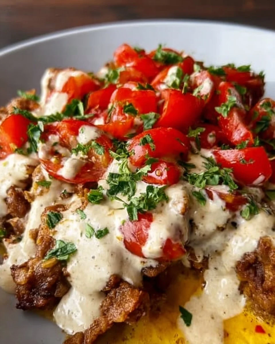 Leckerer Gyrosauflauf mit Knoblauch aus dem Ofen