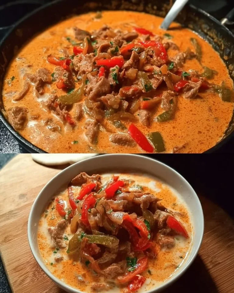 Köstliche Gyrossuppe mit frischen Zutaten und Gewürzen.
