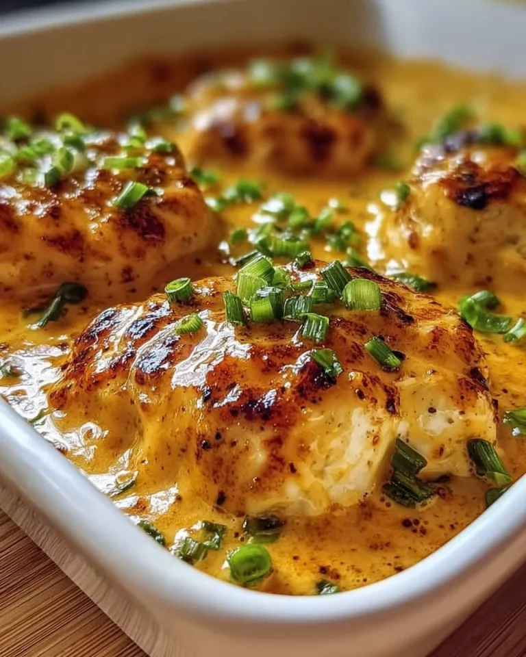 Hähnchenbrust in cremiger Frischkäse-Soße serviert auf einem Teller