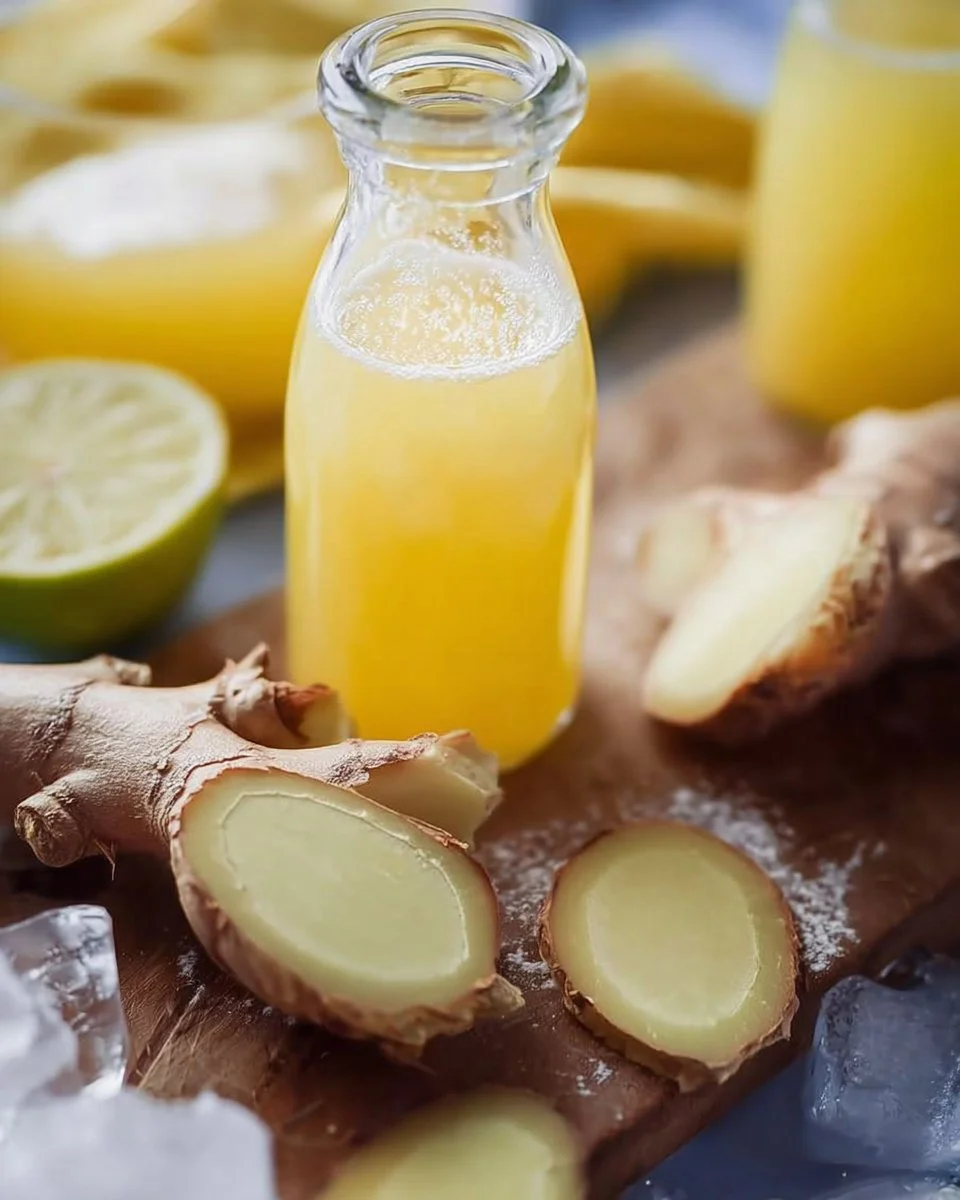 Frischer Ingwer-Shot mit Zitronensaft und Honig für einen gesunden Start.