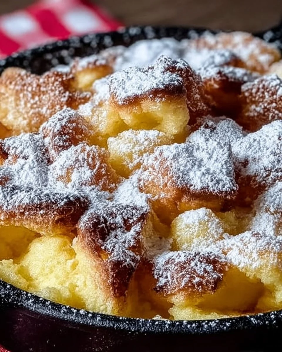 Kaiserschmarrn aus der Heißluftfritteuse, goldbraun und fluffig serviert