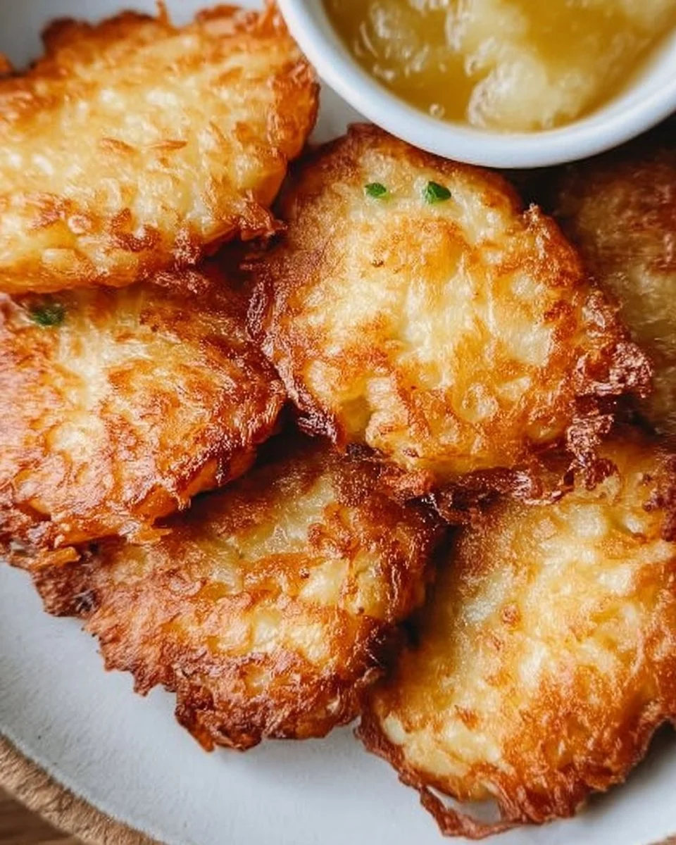 Leckere Kartoffelpuffer frisch zubereitet und serviert auf einem Teller