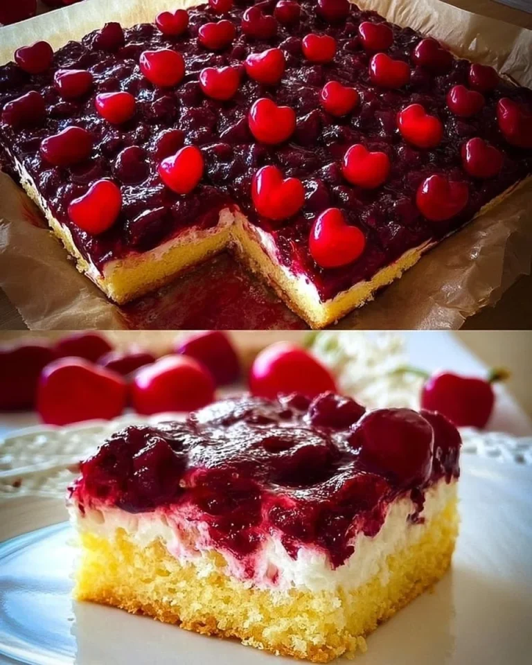 Kirsch Schmand Blechkuchen mit frischen Kirschen und einer cremigen Schmandschicht