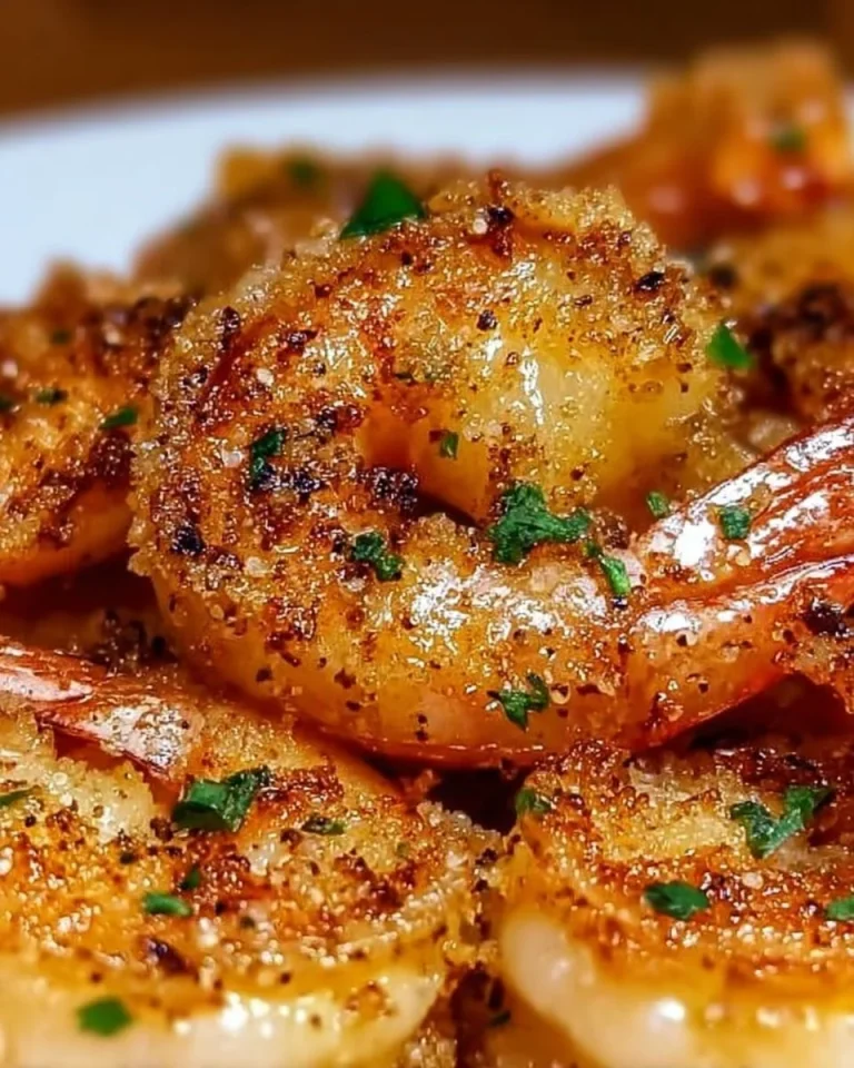 Knoblauch-Parmesan-Garnelen aus der Heißluftfritteuse auf einem Teller serviert