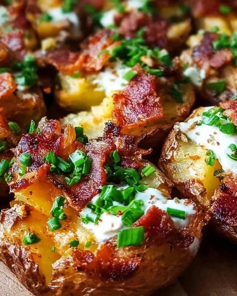 Knusprige zerdrückte gefüllte Kartoffeln auf einem Teller angerichtet