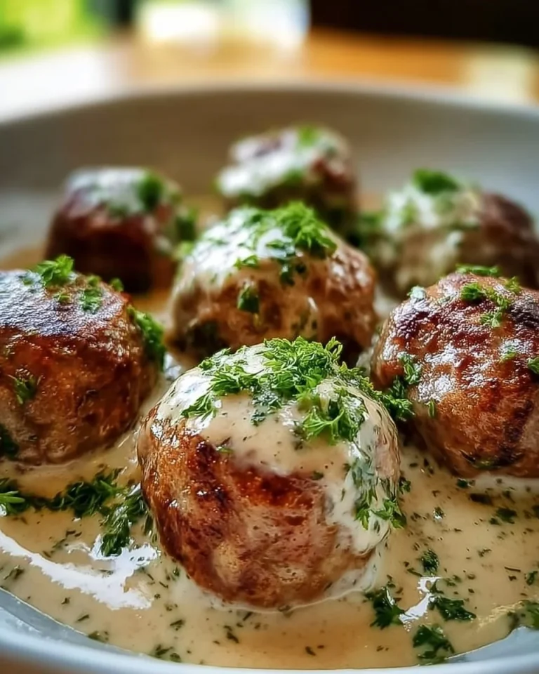 Königsberger Klopse mit Kapernsauce auf einem Teller serviert