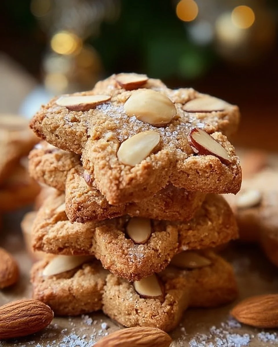Köstliche Mandelspekulatius im rustikalen Stil auf einem Holztablett