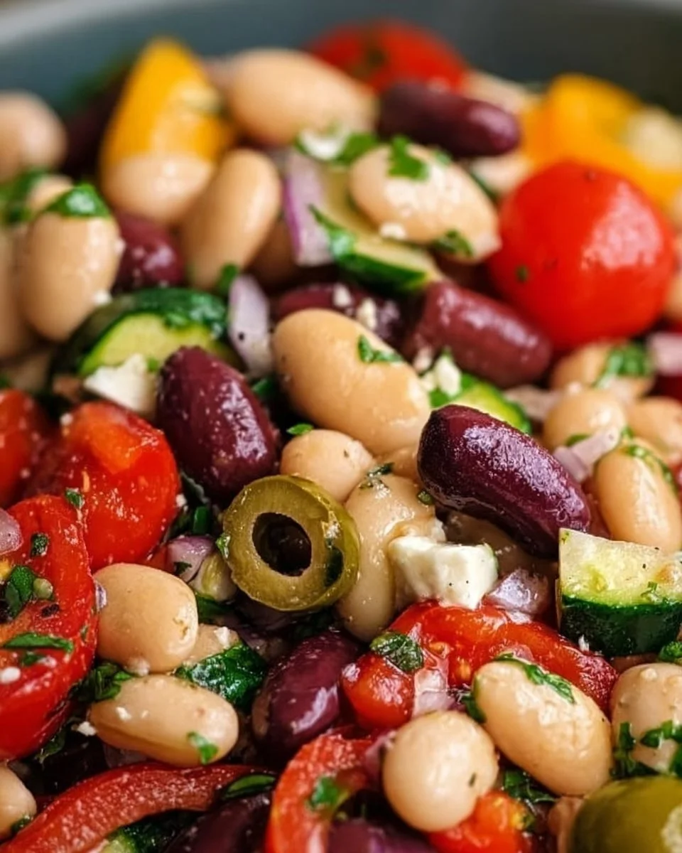 Mediterraner Bohnensalat mit frischen Zutaten und mediterranen Aromen