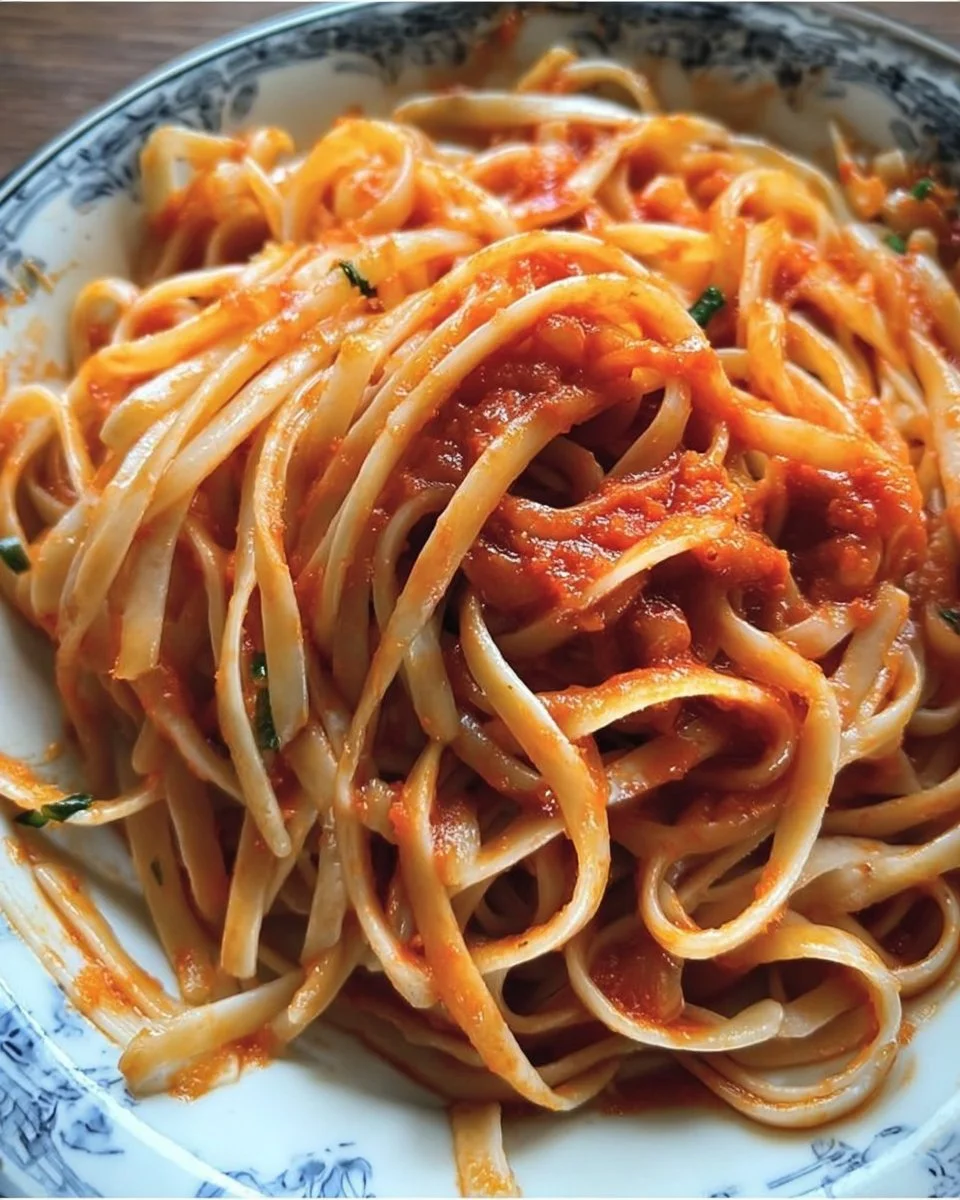 Nudeln mit roter Soße, ein köstliches und einfaches Gericht