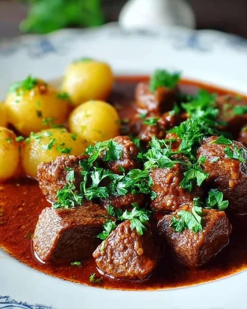 Traditionelles Rezept für Original Wiener Gulasch klassisch mit saftigem Rindfleisch