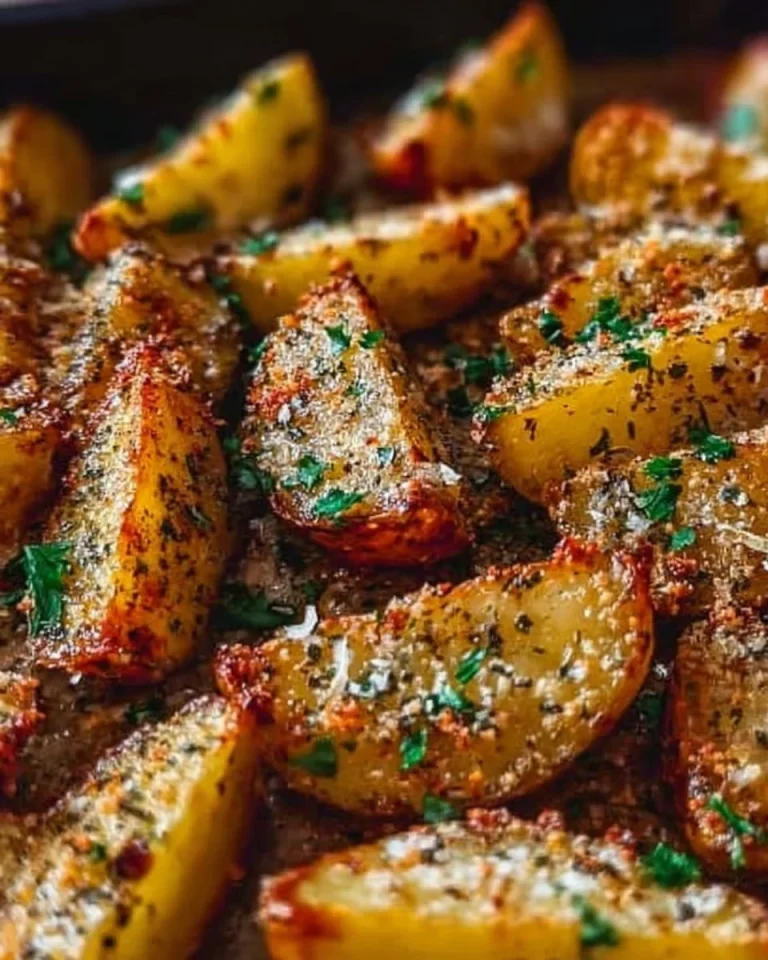 Köstliche Ofen-Parmesan Kartoffeln, perfekt als Beilage oder Snack.