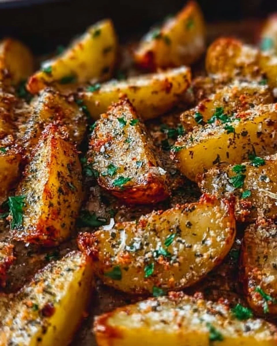 Köstliche Ofen-Parmesan Kartoffeln, perfekt als Beilage oder Snack.