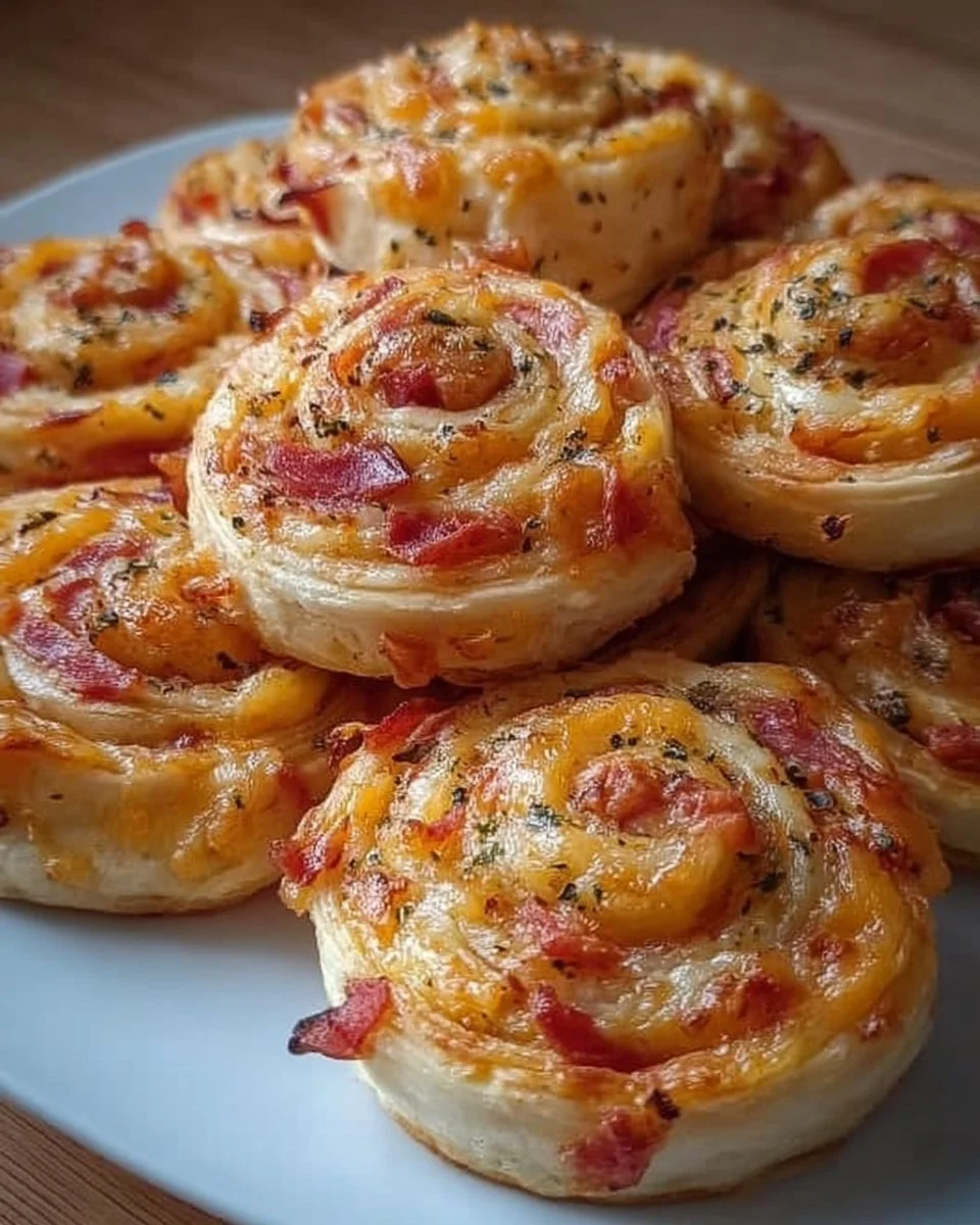 Leckere Pizzaschnecken auf einem Teller serviert