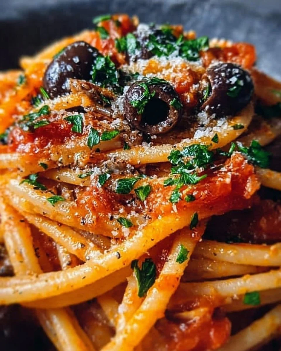 Puttanesca-Pasta mit Sardellen, ein italienisches Gericht voller Geschmack