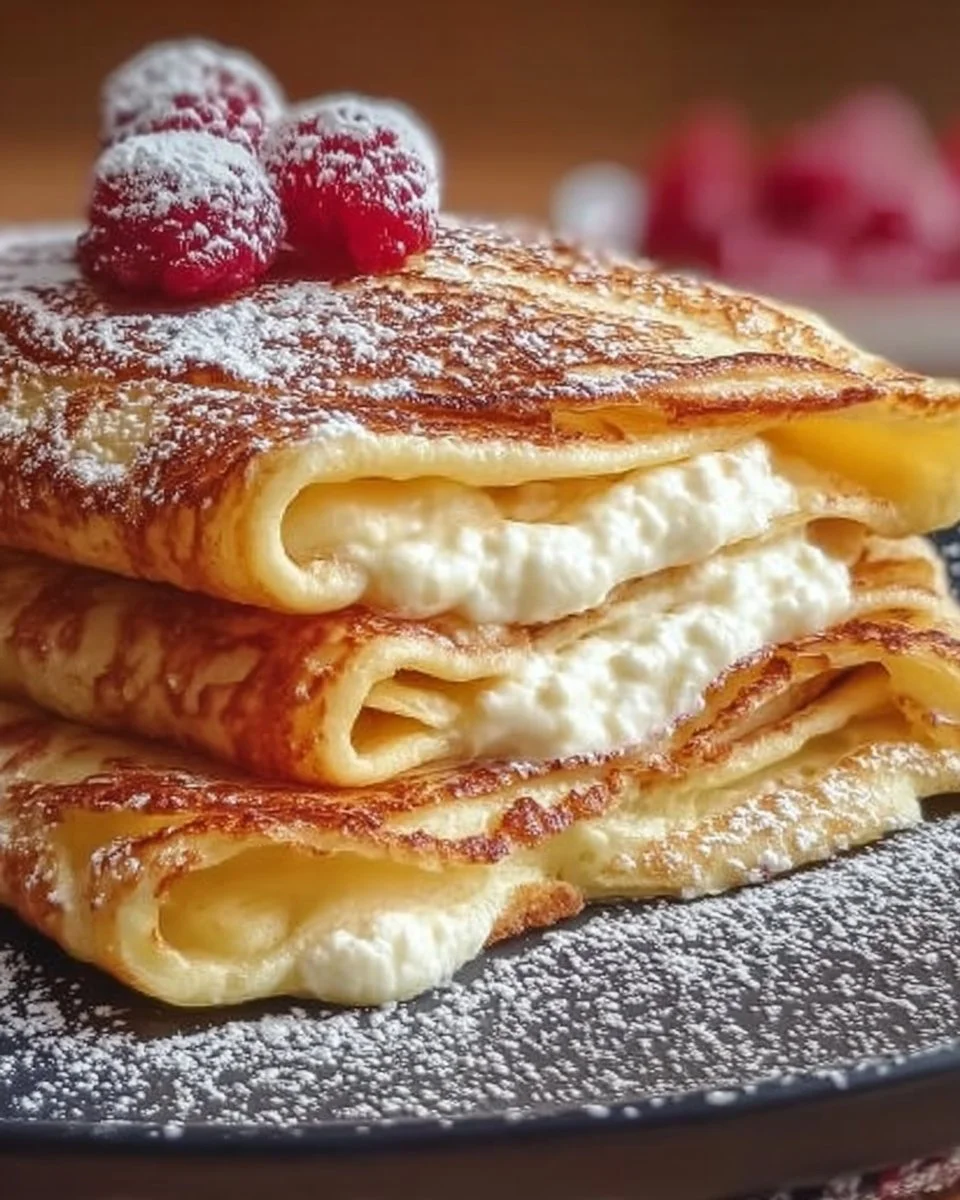 Quark-Pfannkuchen ohne Mehl auf einem Teller serviert
