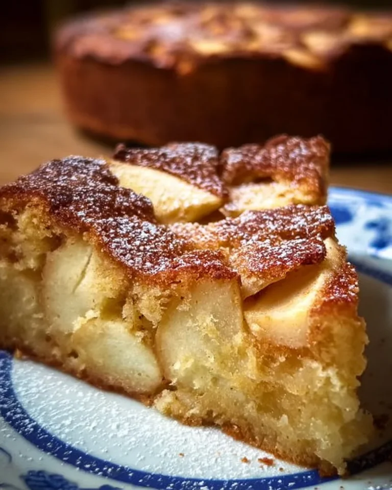 Rheinischer Apfelkuchen mit saftigen Äpfeln und Zimt auf einem Küchentisch