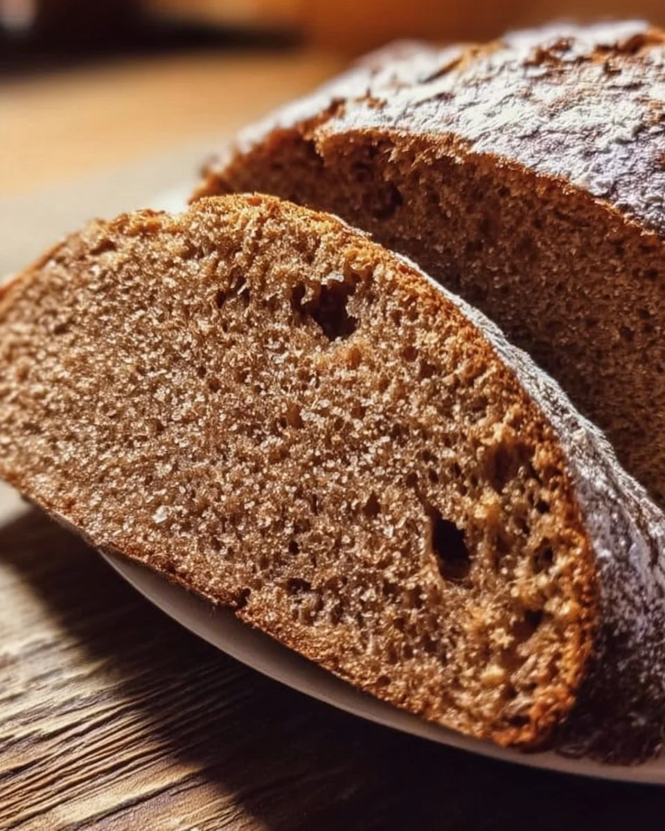 Frisches Roggenbrot auf einem rustikalen Holzbrett