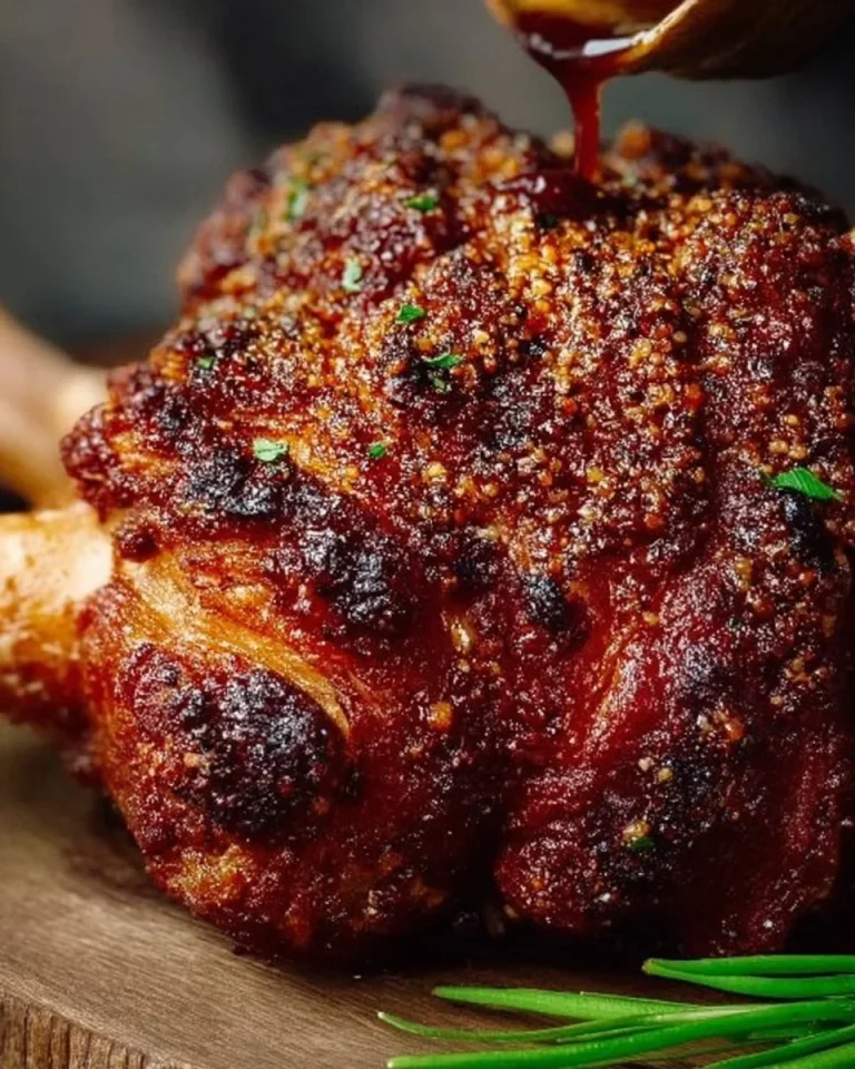 Schweinshaxe mit goldbrauner Bierkruste auf einem Teller