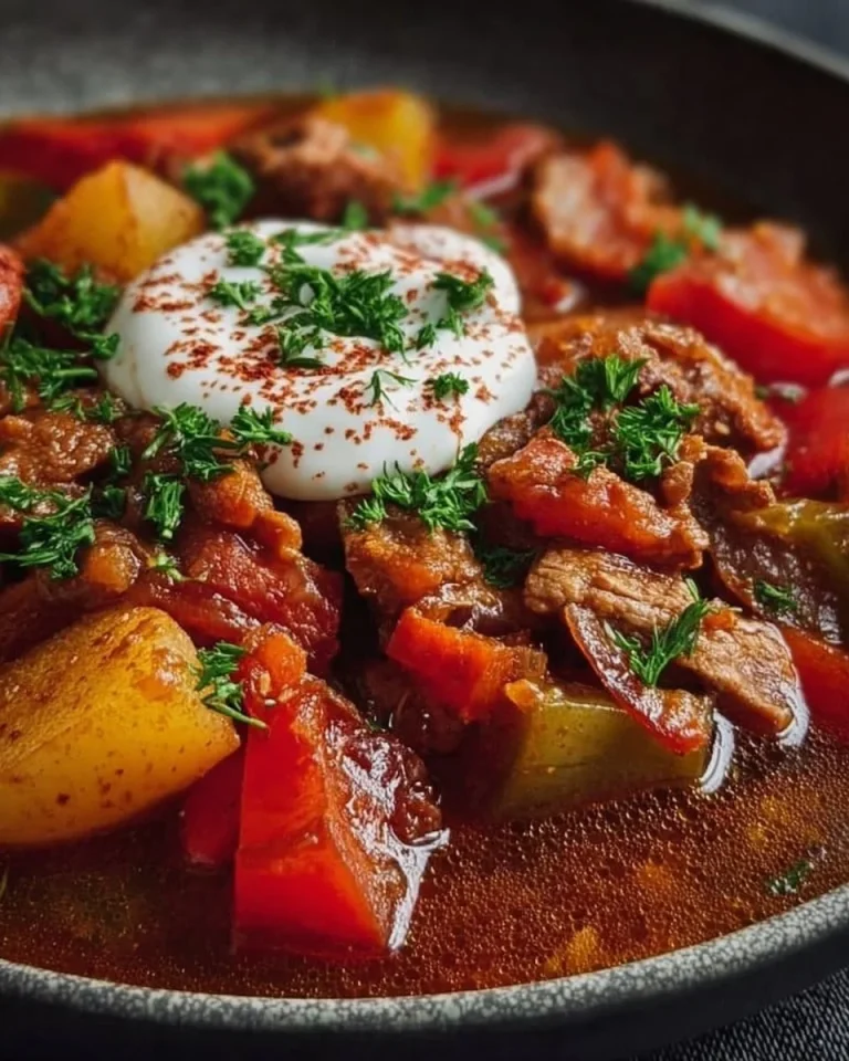 Schüssel Soljanka nach DDR-Rezept mit frischen Zutaten