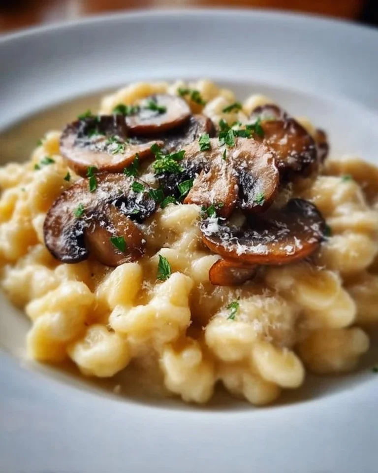 Spaetzle mit Pilzen, lecker und traditionell zubereitet