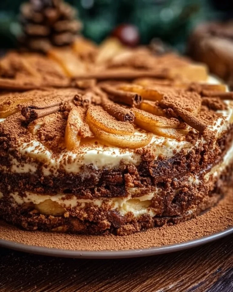 Köstlicher Spekulatius-Maulwurfkuchen mit Apfel auf einem Teller serviert.