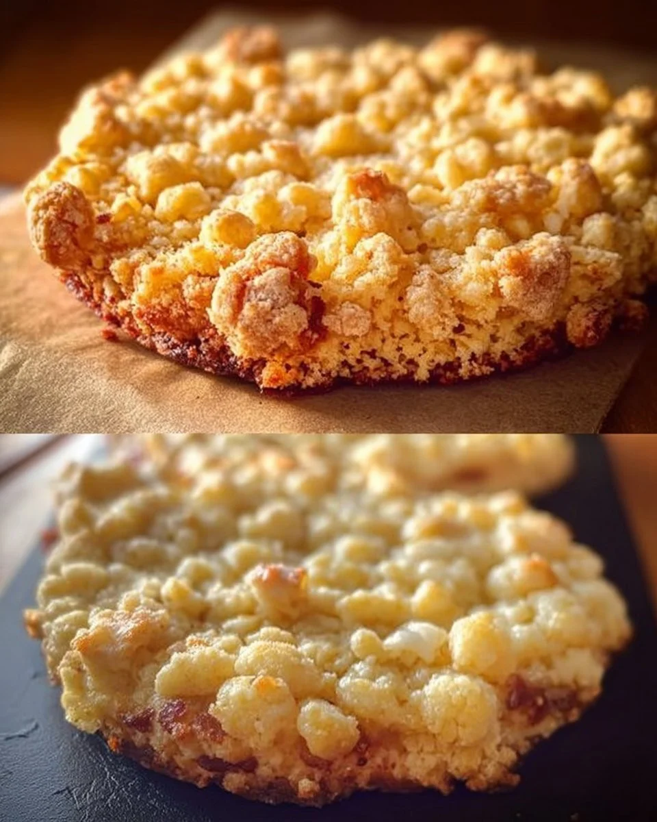 Frisch gebackene Streuseltaler nach Bäcker-Art auf einem Holzbrett