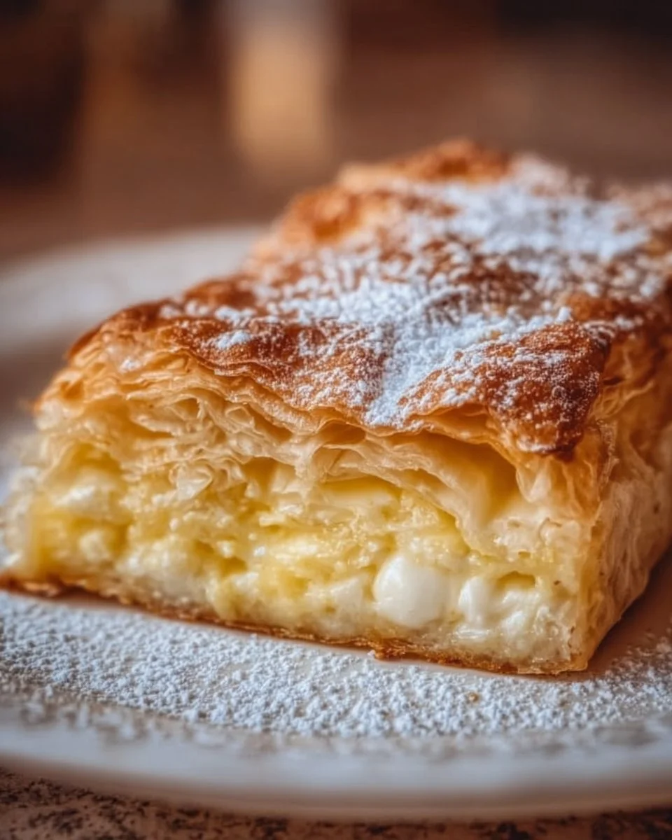 Köstlicher Topfenstrudel auf einem Teller serviert