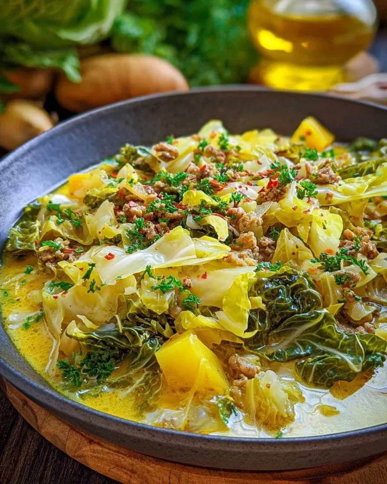 Wirsingeintopf mit frischem Gemüse in einem Topf