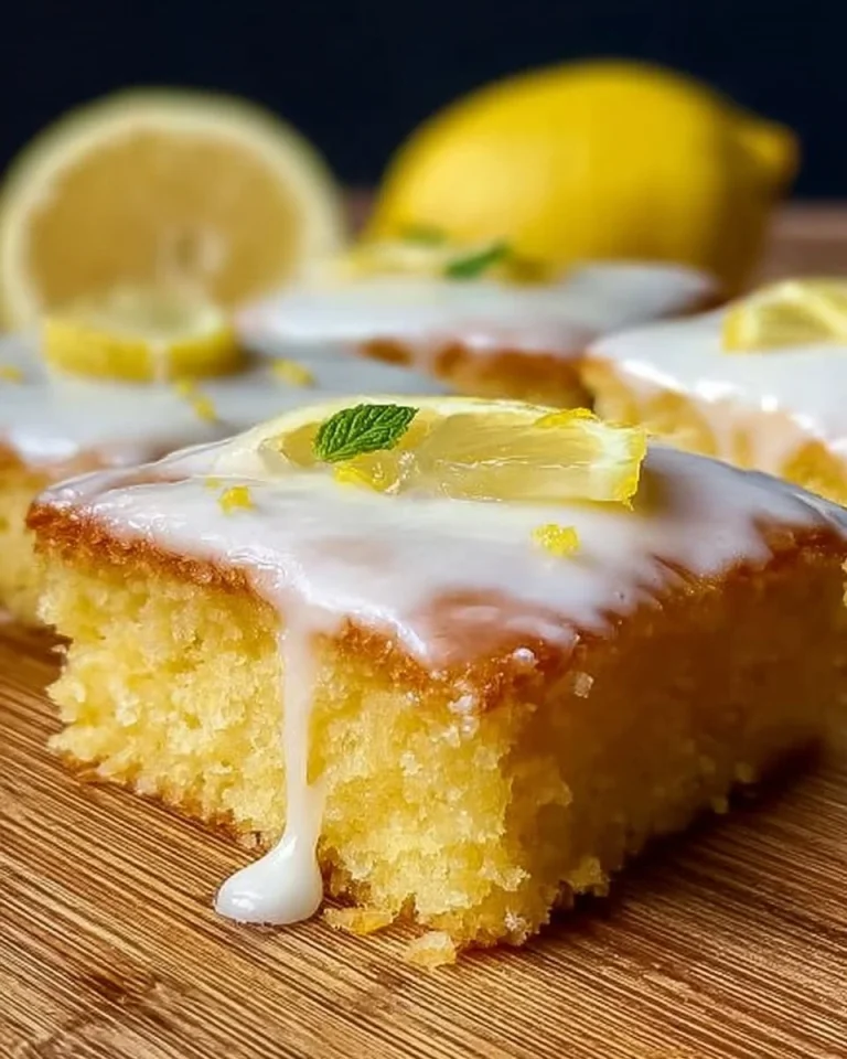 Leckerer Zitronenkuchen auf einem Teller mit frischen Zitronenscheiben